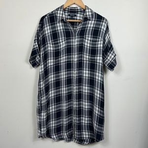 Madewell	Shirt Dress	Black & White	Short Sleeves Plaid	Size	Med